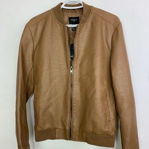 Tan Faux Leather Bomber Jacket Forever21 Men
